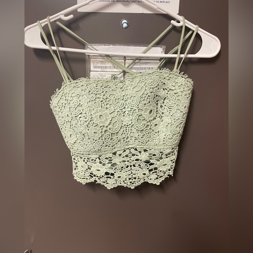 Green Strappy Crop Top